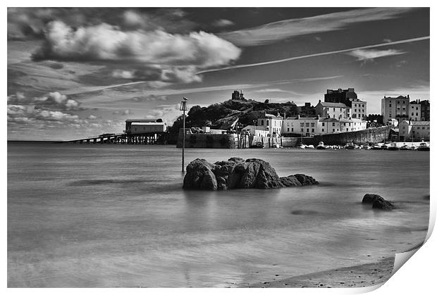 Tenby Harbour 3 Mono Print by Steve Purnell