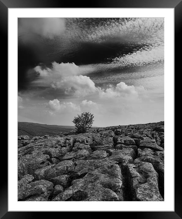Limestone pavement above Gordale Scar Framed Mounted Print by Graham Moore