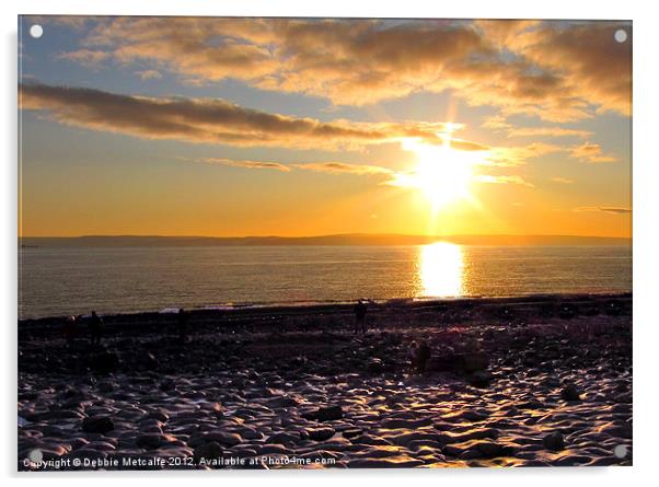 Sunset over rhoose Acrylic by Debbie Metcalfe