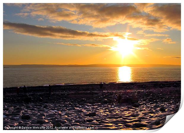 Sunset over rhoose Print by Debbie Metcalfe