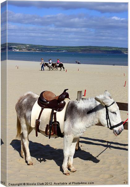 Seaside Donkey Rides Canvas Print by Nicola Clark