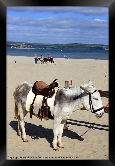 Seaside Donkey Rides Framed Print by Nicola Clark