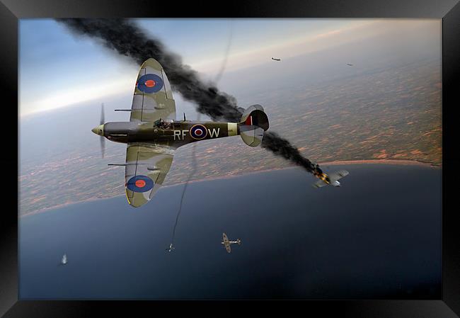 Spitfire Channel dogfight Framed Print by Gary Eason