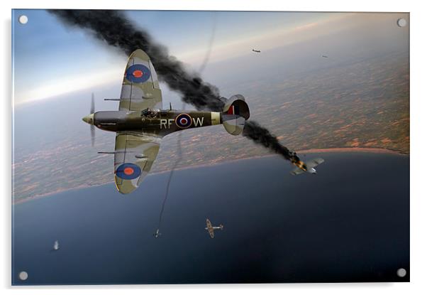 Spitfire Channel dogfight Acrylic by Gary Eason