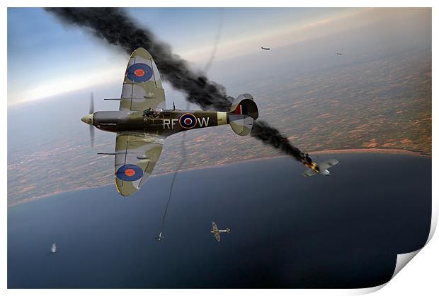 Spitfire Channel dogfight Print by Gary Eason