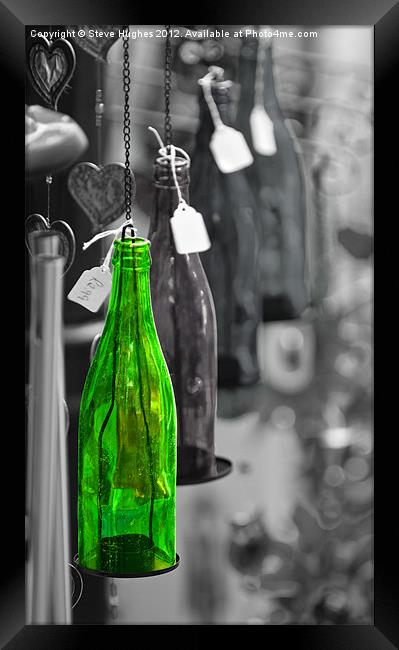 One Green Bottle hanging on wall Framed Print by Steve Hughes