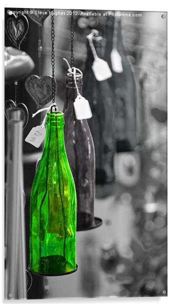 One Green Bottle hanging on wall Acrylic by Steve Hughes