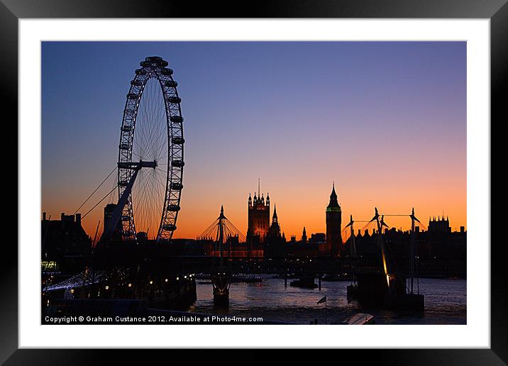 London Skyline at Sunset Framed Mounted Print by Graham Custance