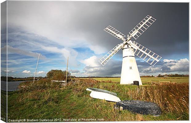 Thurne Mill on the Norfolk Broads Canvas Print by Graham Custance