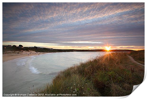 Harlyn Bay, Sunset, Cornwall Print by Graham Custance