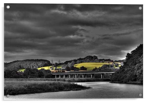 Aller Brook View, Devon. Acrylic by Louise Wagstaff
