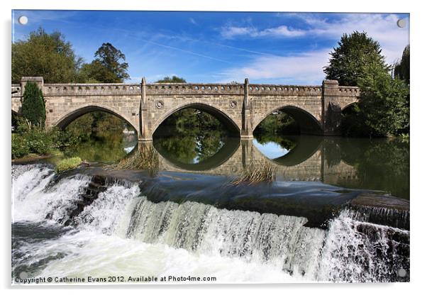 Bathampton Weir and Toll Bridge Acrylic by Catherine Fowler
