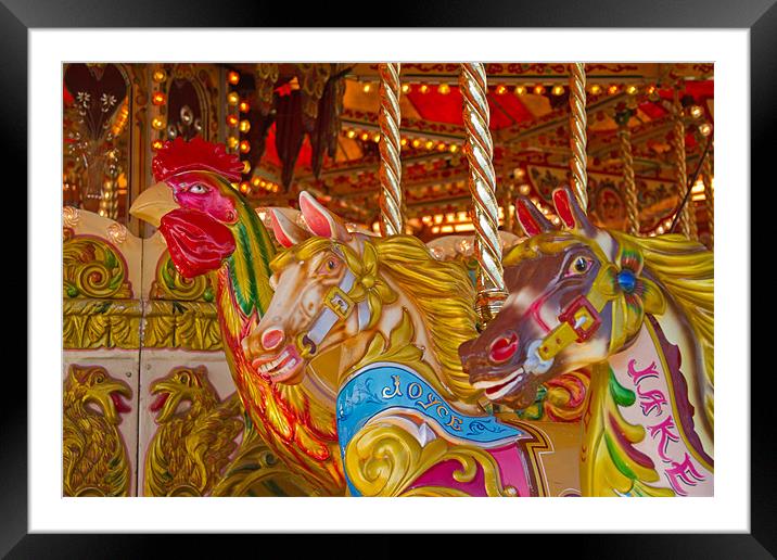 Horses on the steam carousel Framed Mounted Print by Bill Simpson