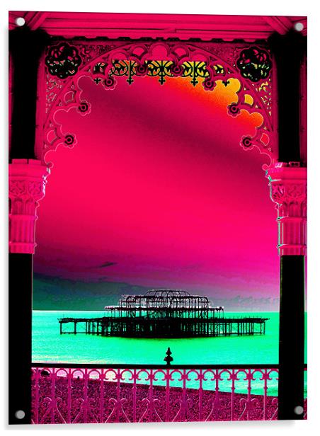 Brighton west pier band stand Acrylic by laura@ Artfunk