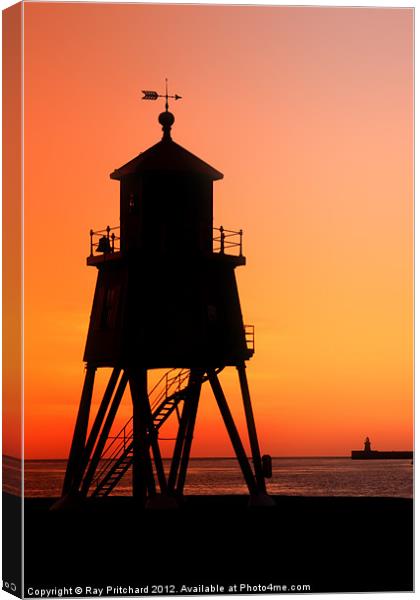 South Shields Groyne at Sunrise Canvas Print by Ray Pritchard