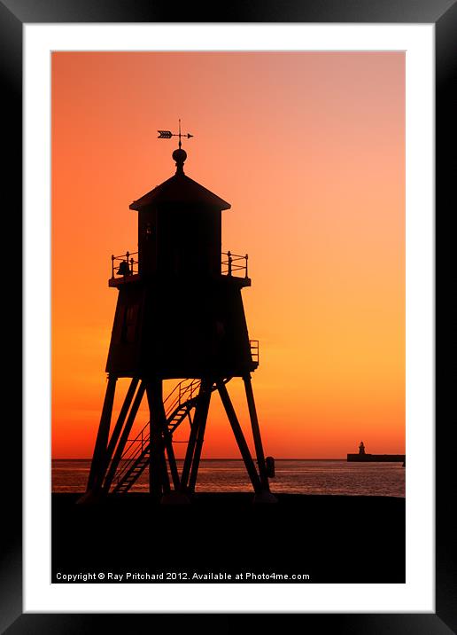 South Shields Groyne at Sunrise Framed Mounted Print by Ray Pritchard