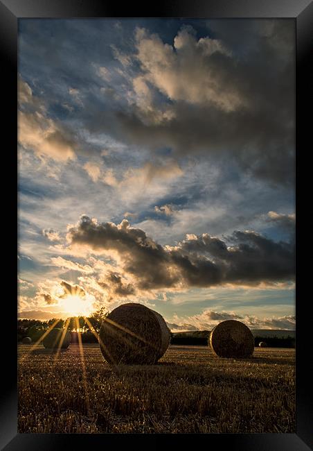 Straw Bales Sunset Framed Print by Dave Wilkinson North Devon Ph