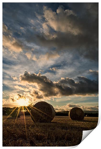 Straw Bales Sunset Print by Dave Wilkinson North Devon Ph