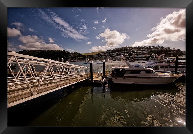 Boat at Jetty in Dartmouth Framed Print by Jay Lethbridge