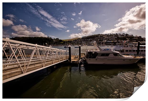 Boat at Jetty in Dartmouth Print by Jay Lethbridge