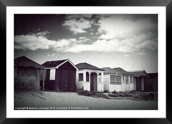 Chapel point beach huts monochrome Framed Mounted Print by stephen clarridge