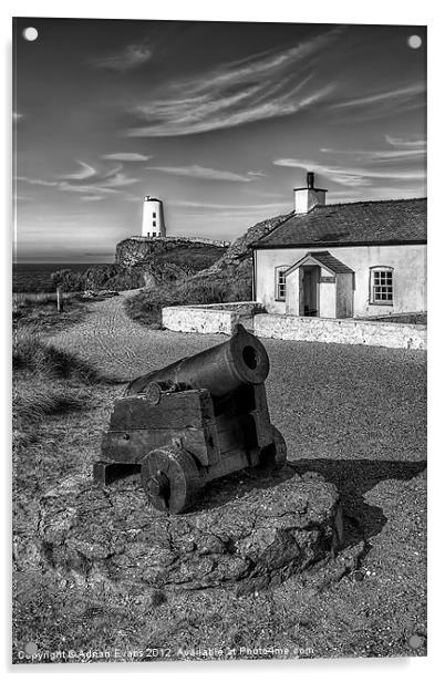 Llanddwyn Cannon Anglesey Acrylic by Adrian Evans