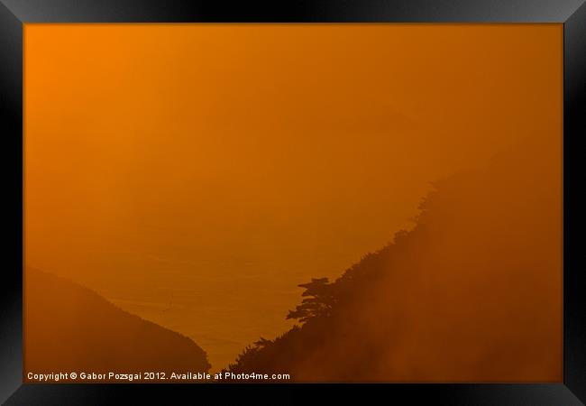 Orange sunset, Hongpo, South Korea Framed Print by Gabor Pozsgai