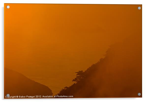 Orange sunset, Hongpo, South Korea Acrylic by Gabor Pozsgai