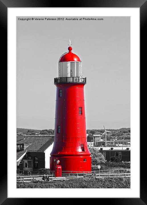 Newcastle Lighthouse Colour Pop Framed Mounted Print by Valerie Paterson