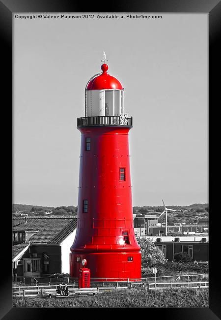 Newcastle Lighthouse Colour Pop Framed Print by Valerie Paterson