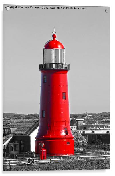Newcastle Lighthouse Colour Pop Acrylic by Valerie Paterson
