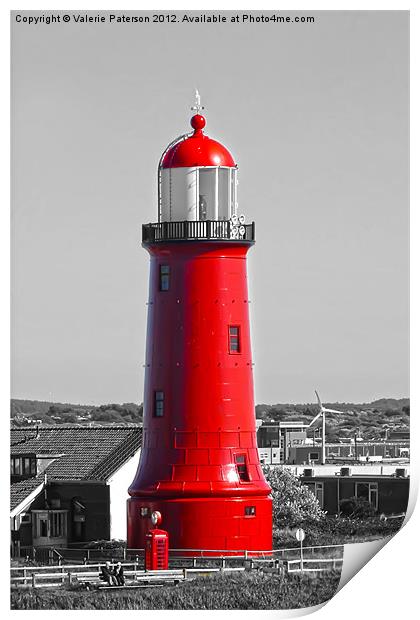 Newcastle Lighthouse Colour Pop Print by Valerie Paterson