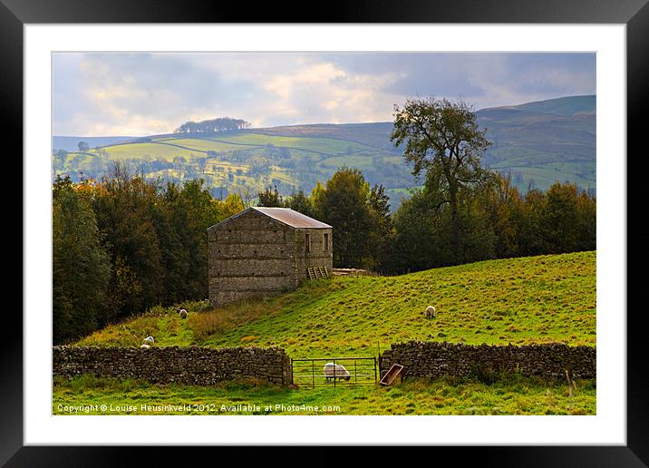 Stone barn in Wensleydale Framed Mounted Print by Louise Heusinkveld
