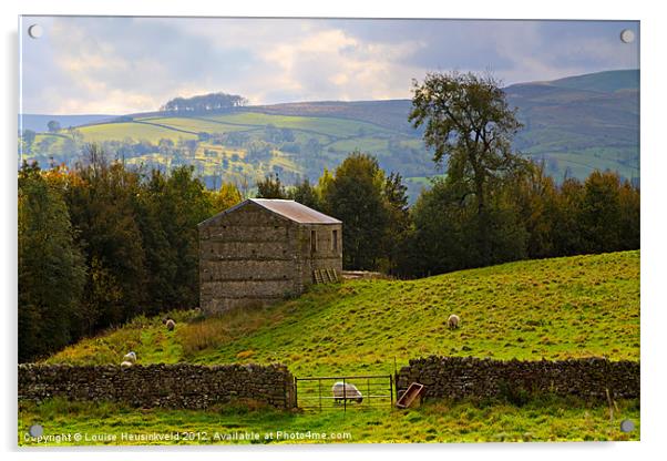 Stone barn in Wensleydale Acrylic by Louise Heusinkveld