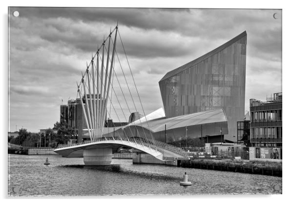 Media City Swing Bridge ( Salford Quays ) Acrylic by raymond mcbride