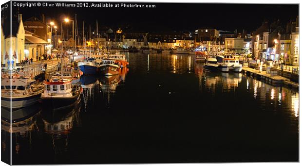 Weymouth Harbour by Night Canvas Print by Clive Williams