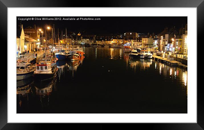 Weymouth Harbour by Night Framed Mounted Print by Clive Williams