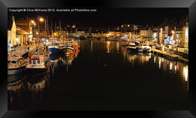 Weymouth Harbour by Night Framed Print by Clive Williams