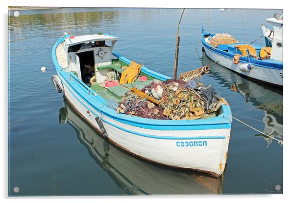 Fishing Boat Sozopol Harbour Acrylic by Tony Murtagh