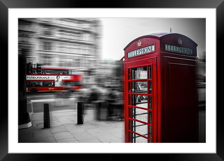 Parliament st, London Telephone box Framed Mounted Print by Thomas Lynch