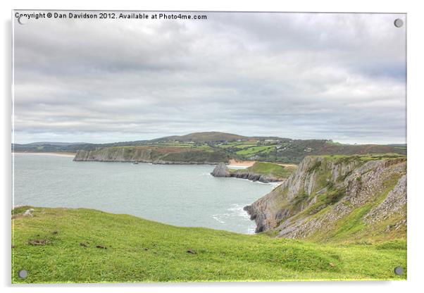 View Across Three Cliffs Bay Acrylic by Dan Davidson