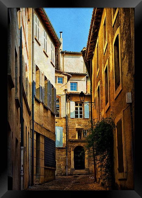 Alleyway in Avignon Framed Print by Jacqi Elmslie