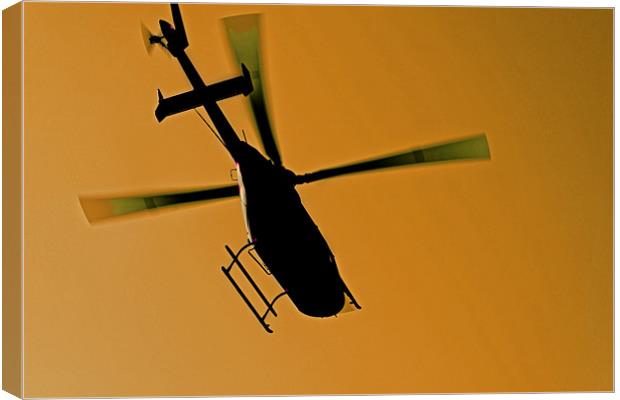 helicopter silhouette in flight Canvas Print by Arfabita  