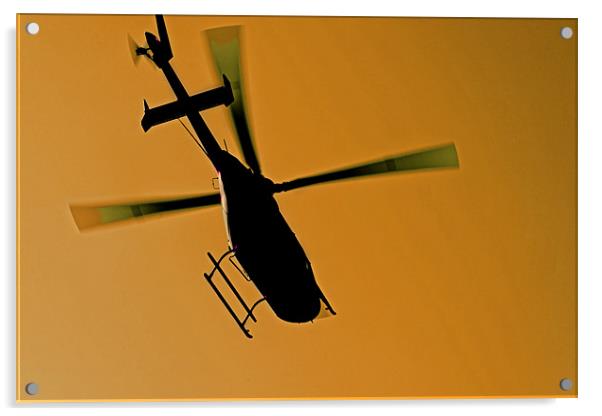 helicopter silhouette in flight Acrylic by Arfabita  