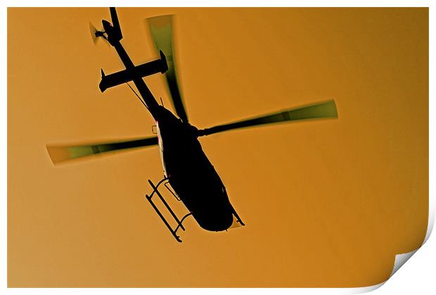 helicopter silhouette in flight Print by Arfabita  