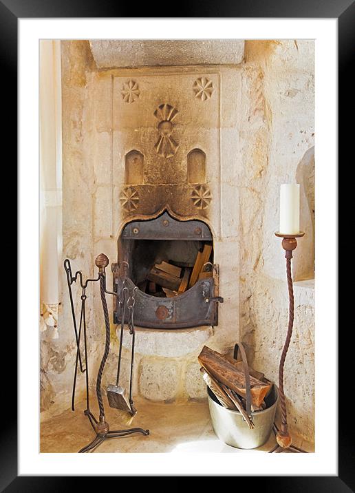 Olde Worlde fireplace in a Cave Framed Mounted Print by Arfabita  