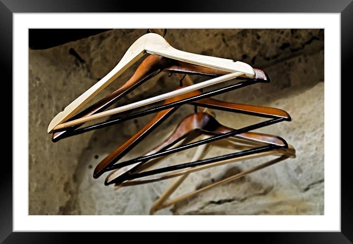 Cavemans wardrobe with hangers Framed Mounted Print by Arfabita  