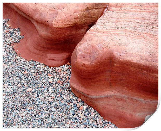 Pink rocks and pebbles on beach Print by DEE- Diana Cosford