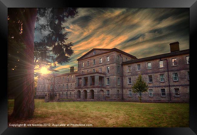 SUNSET OVER BARMING ASYLUM Framed Print by Rob Toombs