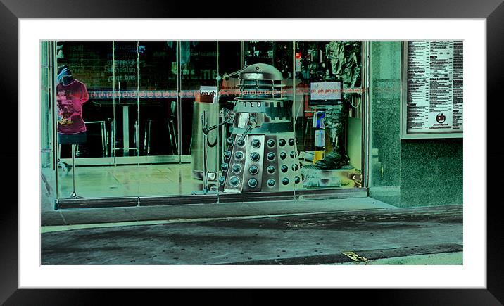Dalek in London Framed Mounted Print by John Boekee